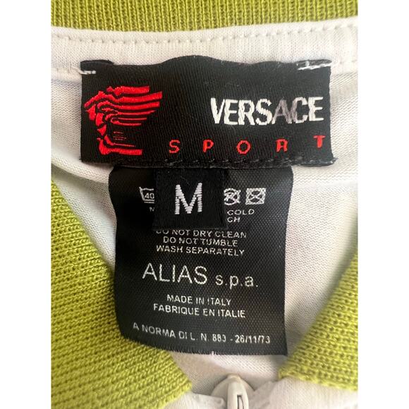 Authentic Versace Sport Alias S.p.a. quarter-zip polo shirt White/Green Medium - Picture 5 of 16